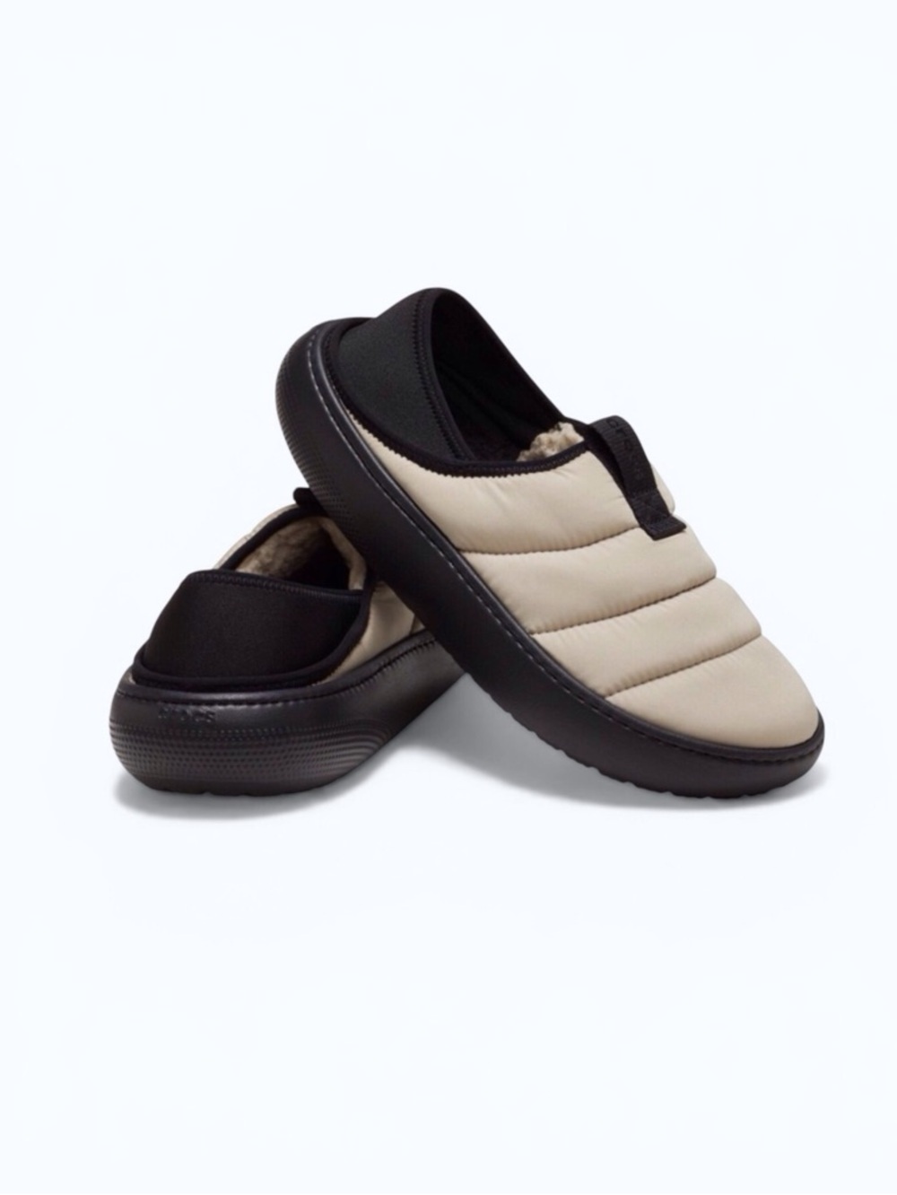 CROCS Kids Classic Puff Moc Quilted Slip-On Clog Cream/Black Size-6 Jr. NIB